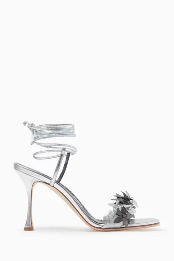 Anista 90 Lace Up Sandals in Metallic Leather