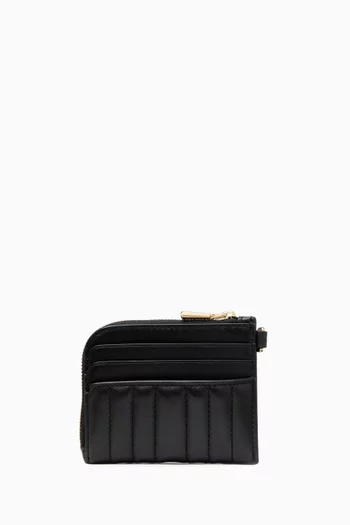 Deco Coin Card Case in Quilted Leather