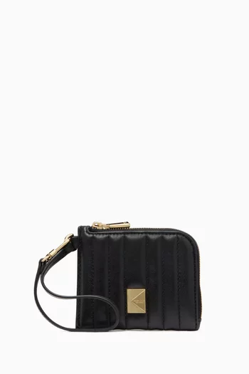 Deco Coin Card Case in Quilted Leather