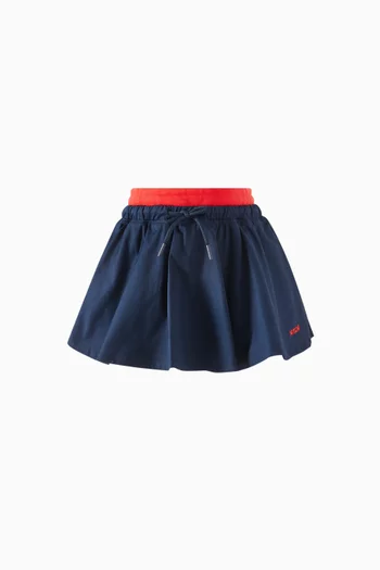 Logo-embroidered Skater Skirt in Cotton-twill