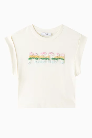 Logo Graphic Sleeveless T-shirt in Cotton Jersey