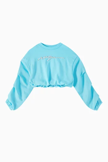 Logo-applique Crop Sweatshirt in Cotton