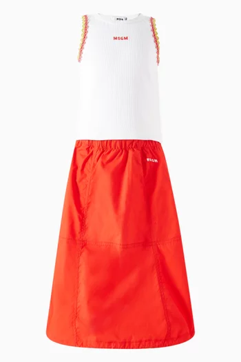 Logo-embroidered Maxi Skirt in Cotton-poplin