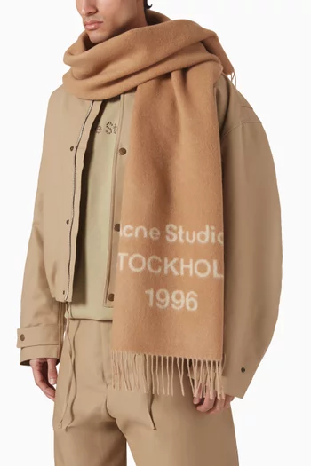 Logo Jacquard Scarf in Wool