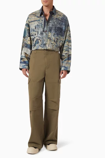 Printed Button-up Shirt in Linen