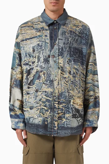 Printed Button-up Shirt in Linen