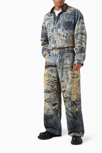 L'oeil Torn Scribble Jeans in Denim