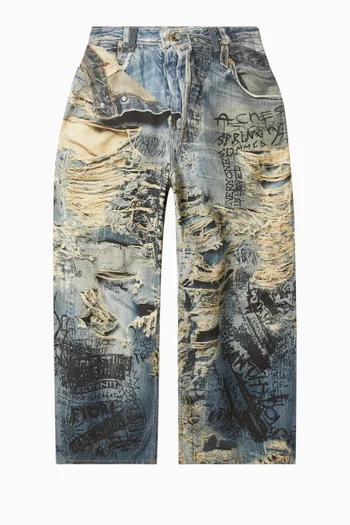 L'oeil Torn Scribble Jeans in Denim