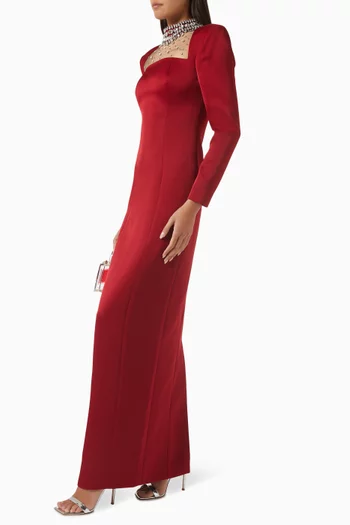 Diana Crystal-embellished Dress in Tafetta