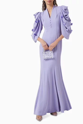 Puff-sleeve Dress in Crepe