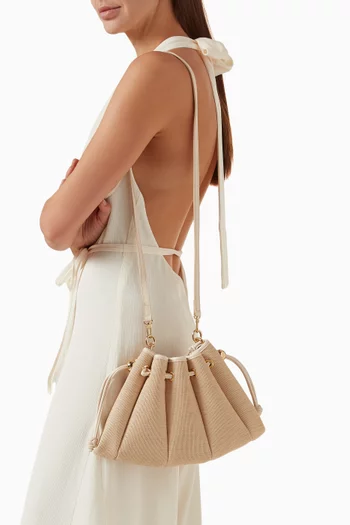 Dafne Pleated Crossbody Bag in Cotton-straw