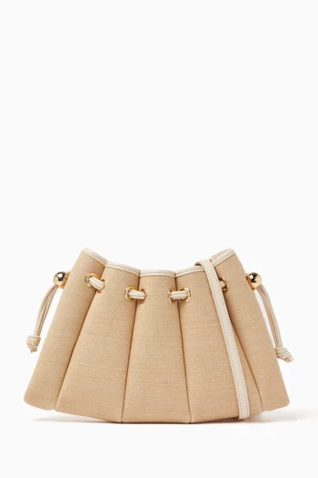 Dafne Pleated Crossbody Bag in Cotton-straw