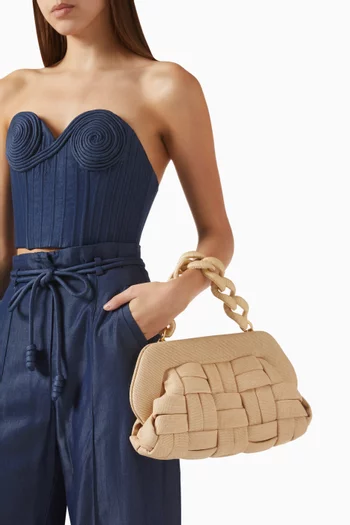 Bios Clutch Bag in Cotton-straw