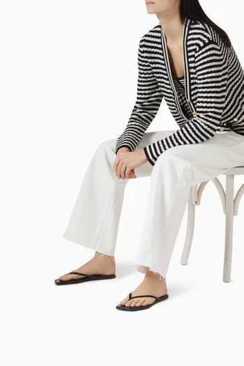 صندل فليب فلوب ليلي بمقدمة مربعة جلد بنقشة جلد التمساح