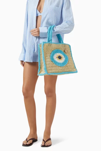 Evil Eye Tote Bag in Paper-raffia