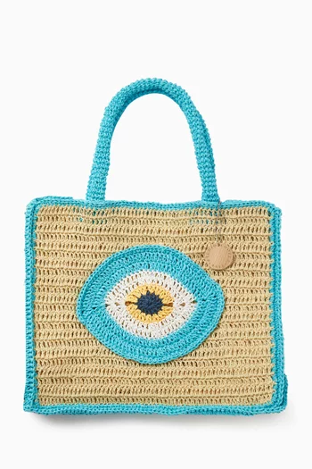 Evil Eye Tote Bag in Paper-raffia