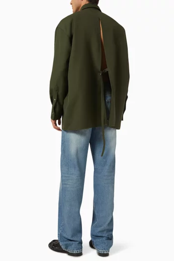 Oversized Back-slit Shirt in Wool Canvas