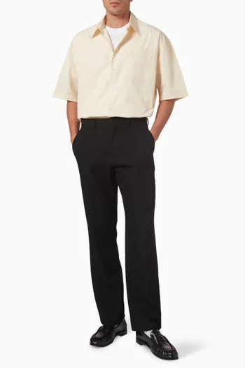 Boxy Short-sleeved Shirt in Cotton