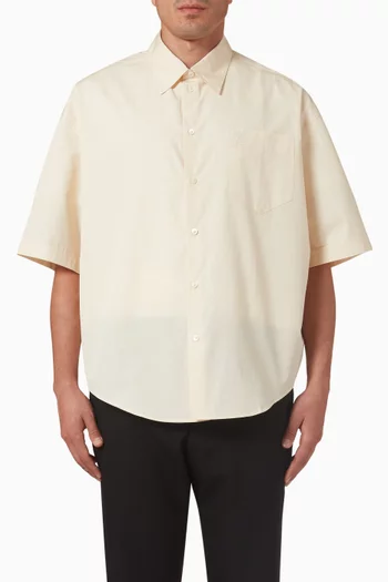 Boxy Short-sleeved Shirt in Cotton