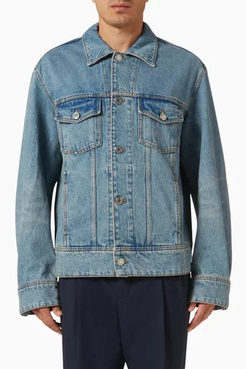 Logo Trucker Jacket in Denim