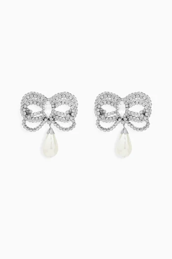 Crystal Pearl Clip-on Earrings in Brass