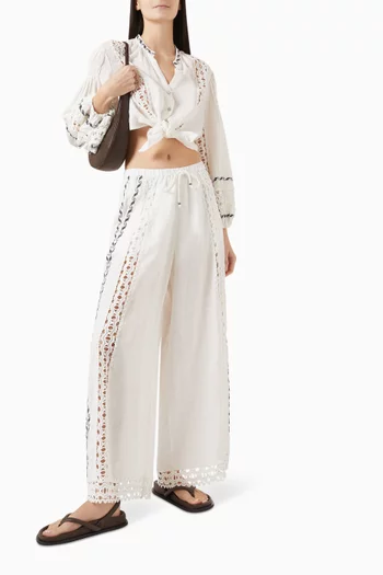 بلوزة إيثاكا بعقدة في الأمام كتان وقطن