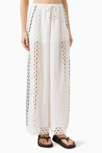 Ithaca Wide-leg Pants in Cotton-linen