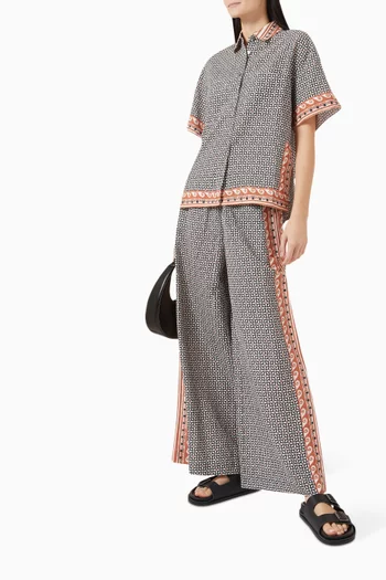 Delphi Wide-leg Pants in Cotton-linen