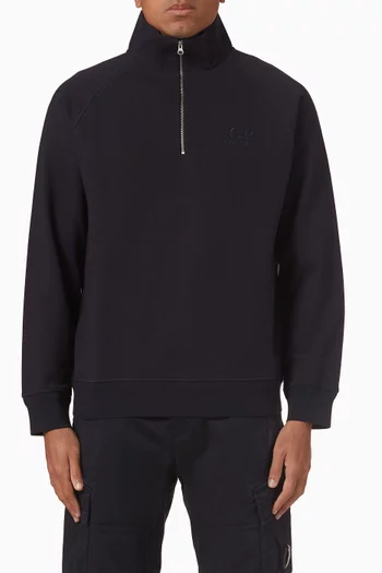 Diagonal Half-zip Sweatshirt in Cotton Fleece
