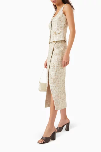 Kate Midi Wrap Skirt in Tweed