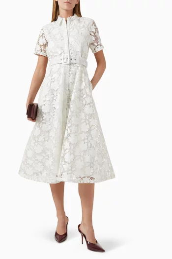 Jean Belted Midi Dress in Lace