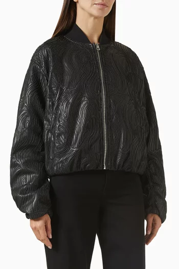 Jemma Embroidered Bomber Jacket in Faux Leather