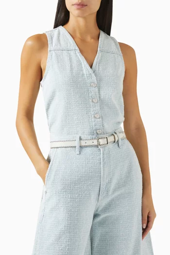 Beaded Chain Baby Boyfriend Belt in Leather