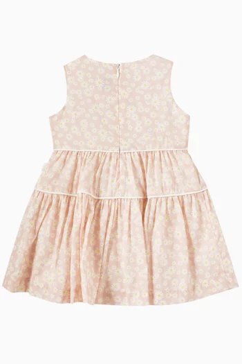 Daisy-print Sleeveless Dress in Cotton