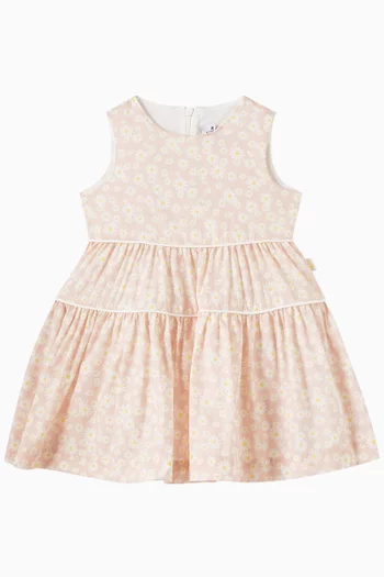 Daisy-print Sleeveless Dress in Cotton