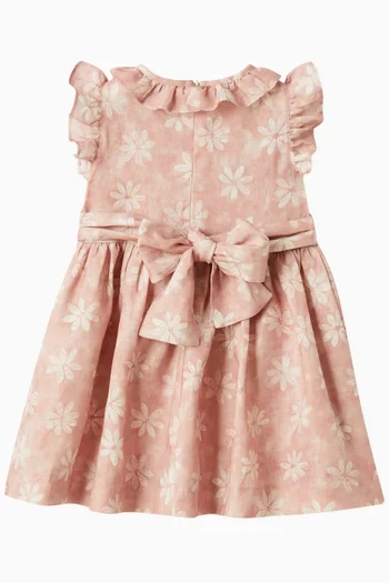 Daisy-print Ruffled Dress in Cotton