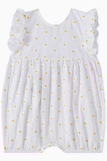 Daisy-embroidered Romper in Cotton