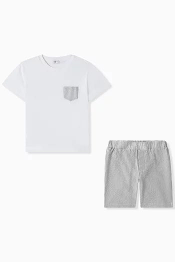 Striped T-shirt & Shorts Set in Cotton