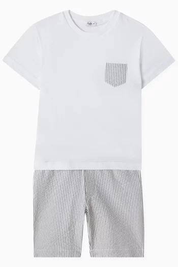 Striped T-shirt & Shorts Set in Cotton