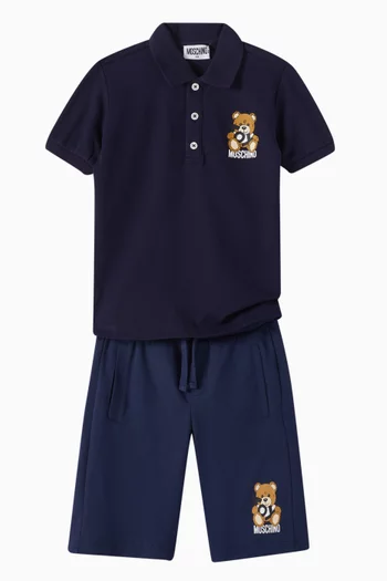 Bear Logo Polo Shirt in Cotton