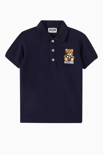 Bear Logo Polo Shirt in Cotton