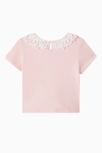 Logo Lace-collar T-shirt in Cotton