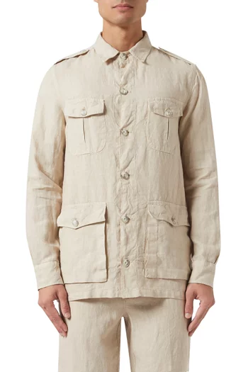 Cargo-pocket Jacket in Linen