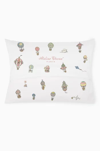 Hot Air Balloon-print Cushion in Cotton-satin