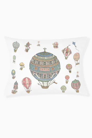Hot Air Balloon-print Cushion in Cotton-satin