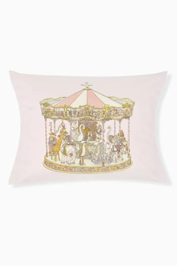 Carousel-print Cushion in Velvet-velour