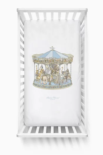 Carousel-print Fitted Sheet in Cotton-satin