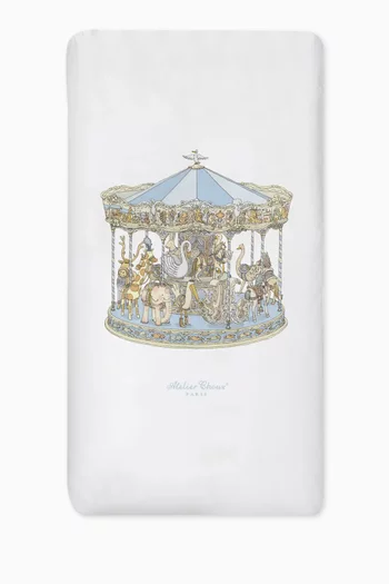 Carousel-print Fitted Sheet in Cotton-satin