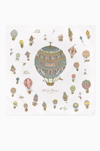 Hot Air Balloon-print Carré Blanket & Bib Set in Organic Cotton