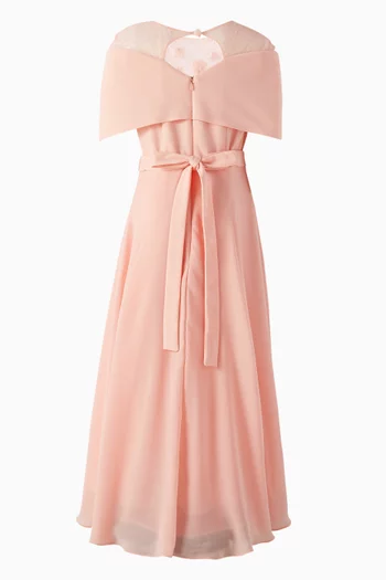 Off-shoulder Pleated Maxi Dress